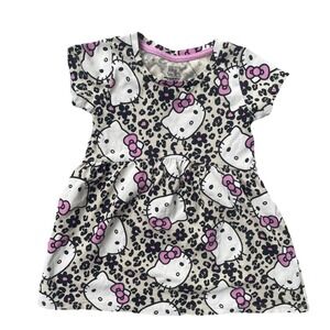 Girls 3T Hello Kitty Sanrio T-Shirt Dress A-Line Cheetah Print Pink Black Tan
